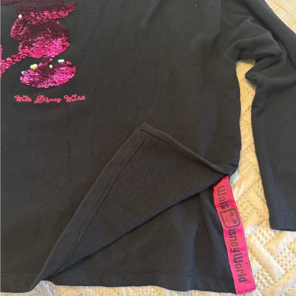 Disney womens Black Sweatshirt with Pink Sequin Design - Picture 8 of 8